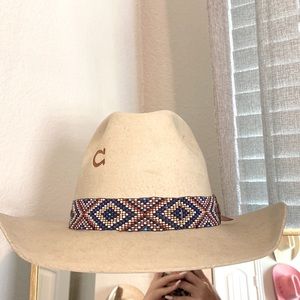 Beige Cowboy Hat with Beaded Band